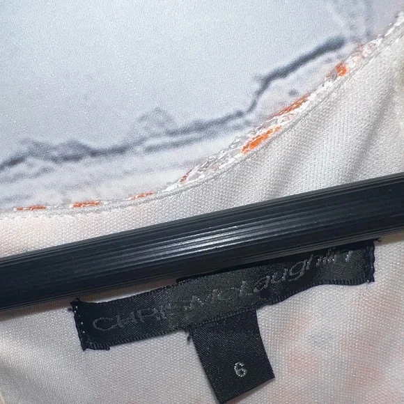 Chris Mclaughlin White & Orange floral short sleeve dress size 6 - Picture 7 of 11